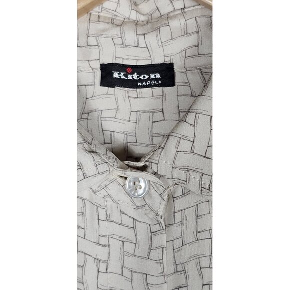 Kiton Womens Graphic-Print Silk Maxi Dress Size 42 Beige - Picture 8 of 11